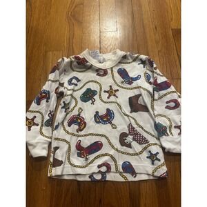 Sara's Prints Unisex Western Vintage Shirt Cowboys Boots Horses Boys 2T LS AOP